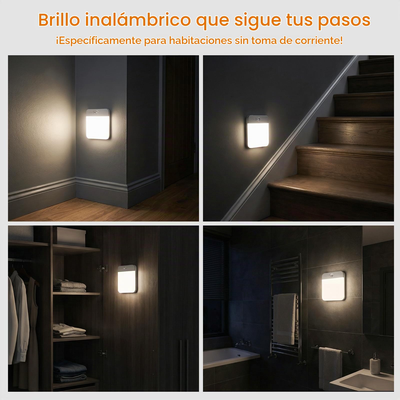 Plafón LED de Techo Recargable con Sensor de Movimiento, Lamparas a Pilas | Iluminación sin Cables con Mando a Distancia, 6000 mAh, 3000K/4000K/6000K, Lámpara Baño, Pasillo y Dormitorio
