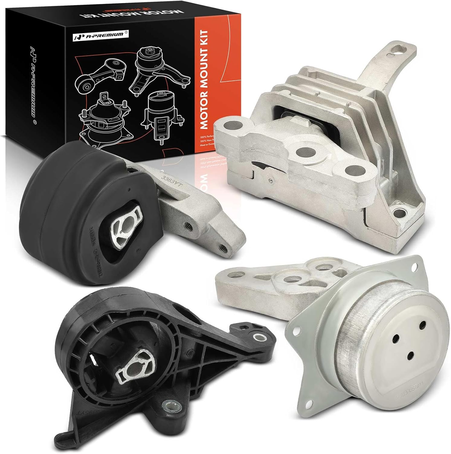 A-Premium 4PCS Engine Motor Mount and Transmission Mount Set Compatible with Cadillac SRX 2010-2011 V6 3.0L, 2012-2016 V6 3.6L, AWD Automatic Transmission, Replace# 20847582