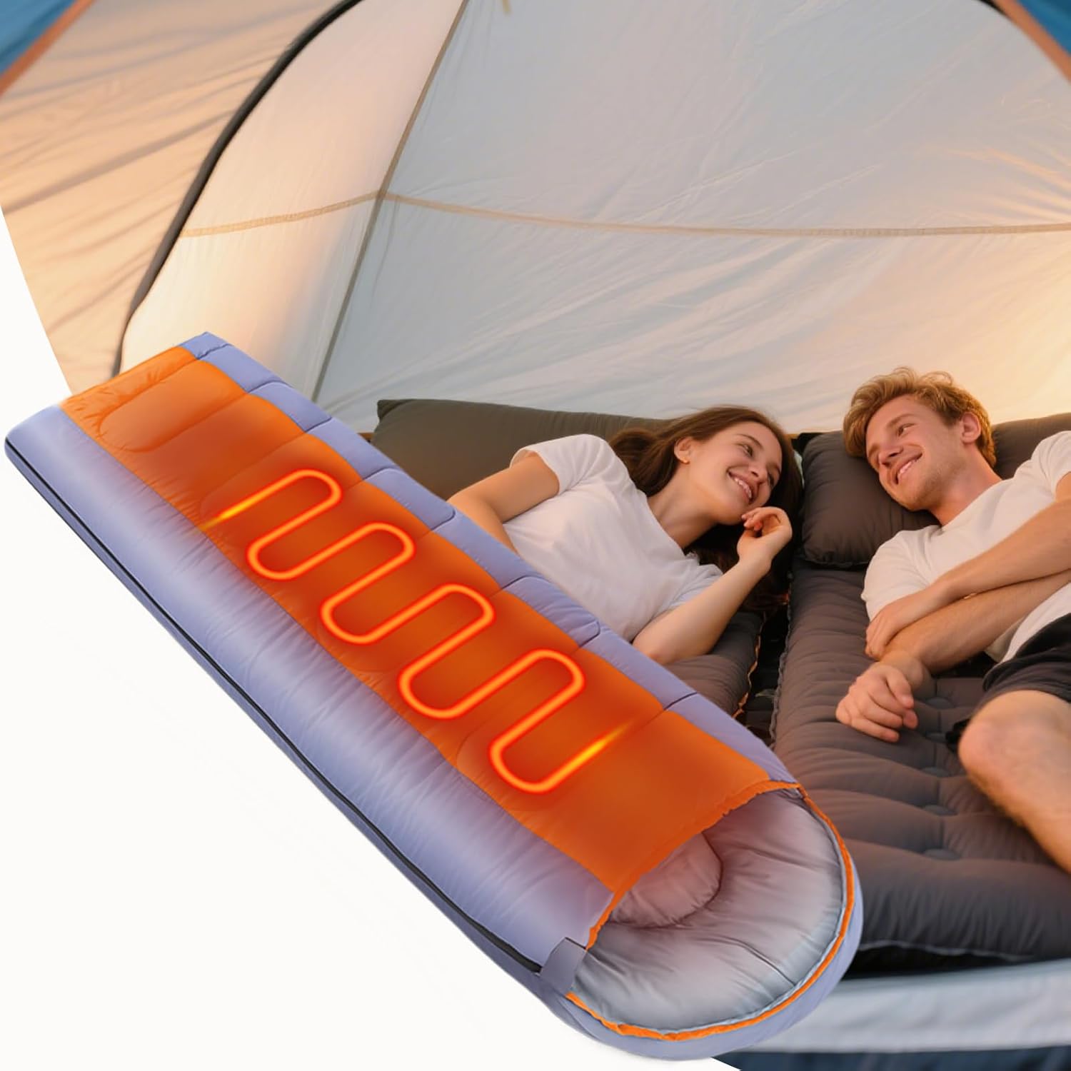 キャンプ用寝袋 - トラベル寝袋 | サックデザイン 透湿性敷きパッド付き 屋内 アウトドア バイクパッキング 家族旅行 山 ビーチ