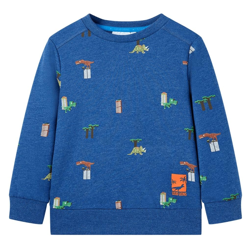 Vidaxl (128 (7-8Y)) Kids' Sweatshirt Children Long Sleeves Clothes Pullover Top Dark Melange Blue