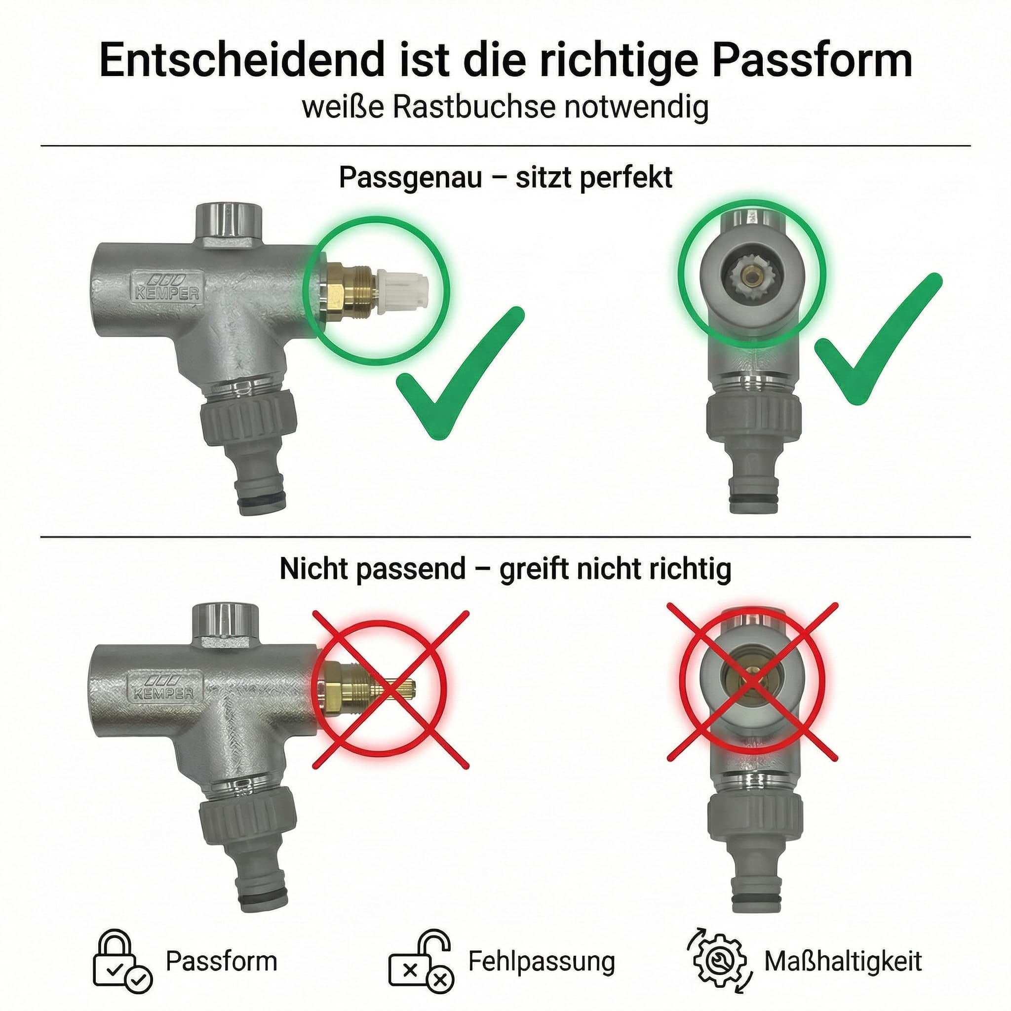 5 Stück Steckschlüssel für Kemper Frosti Außenwandventil Ersatzteil Zapfhahn Außenarmatur Frosti-Plus-Ventil