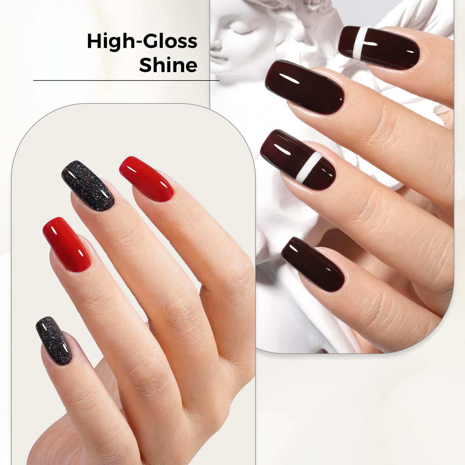 TOMICCA Base Coat Top Coat Gel UV Set, Primer UV Nagellack Set, Soak Off Unterlack und Überlack fur Nail Art Design Nägel Maniküre Kit für Nagelstudio DIY Home 2 x 8ml