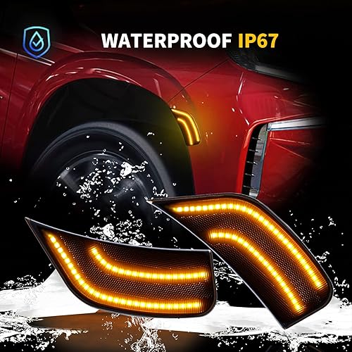 Miniatura 6 de DERMOKA Luces LED de posición laterales para Yukon XL Denali Tahoe Suburban Escalade ESV 2021-2023, lámparas de señal de posición ámbar con lente