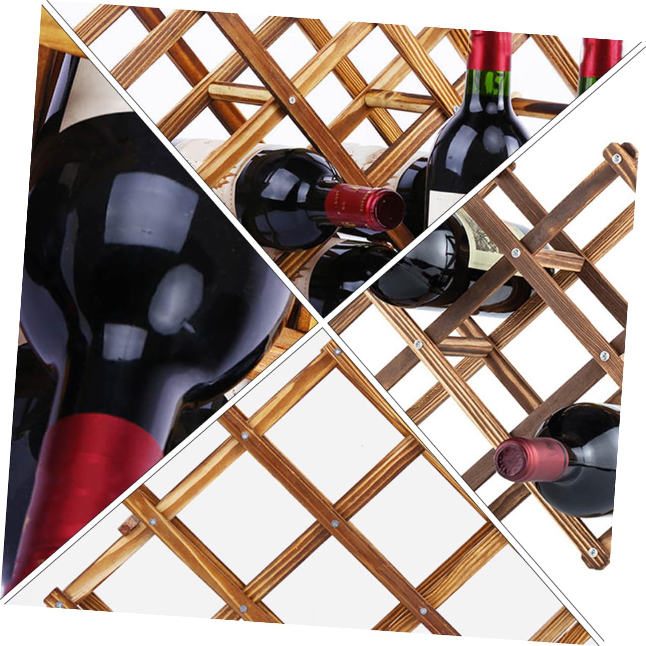 DECHOUS 1Pc Foldable Wine Rack for Bottles Stylish Kitchen Wine Storage Stand Space Saving Home Bar Organizer Carbonized Brown Finish for Indoor and Outdoor Decor