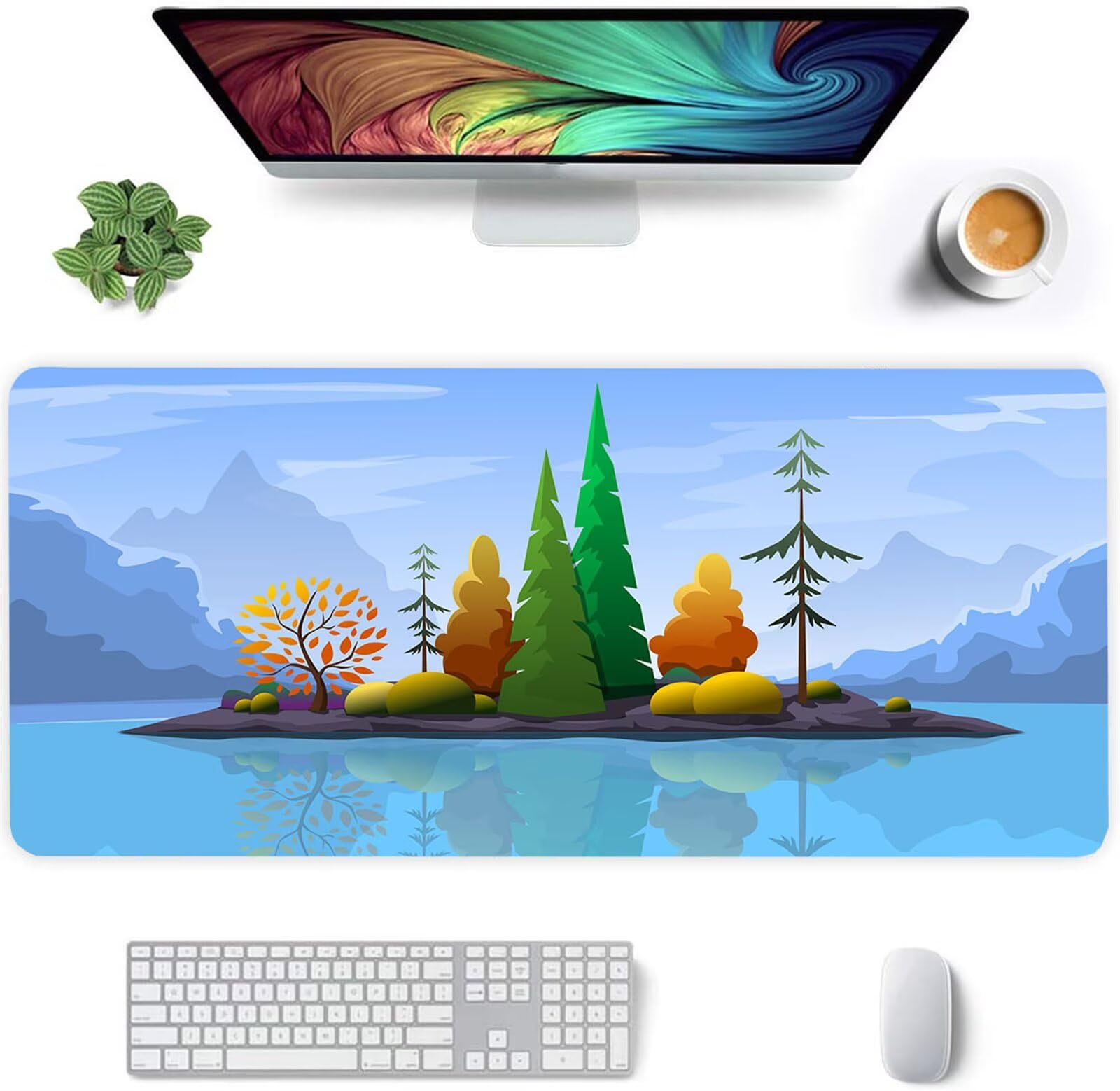 Alfombrilla Ratón XXL 1200x600x2mm Mouse Pad Grande Gaming,Alfombrilla Antideslizante,Tapete Escritorio con Bordes Cosidos,Alfombrilla Ratón para Jugadores, PC, Oficina, Isla escénica