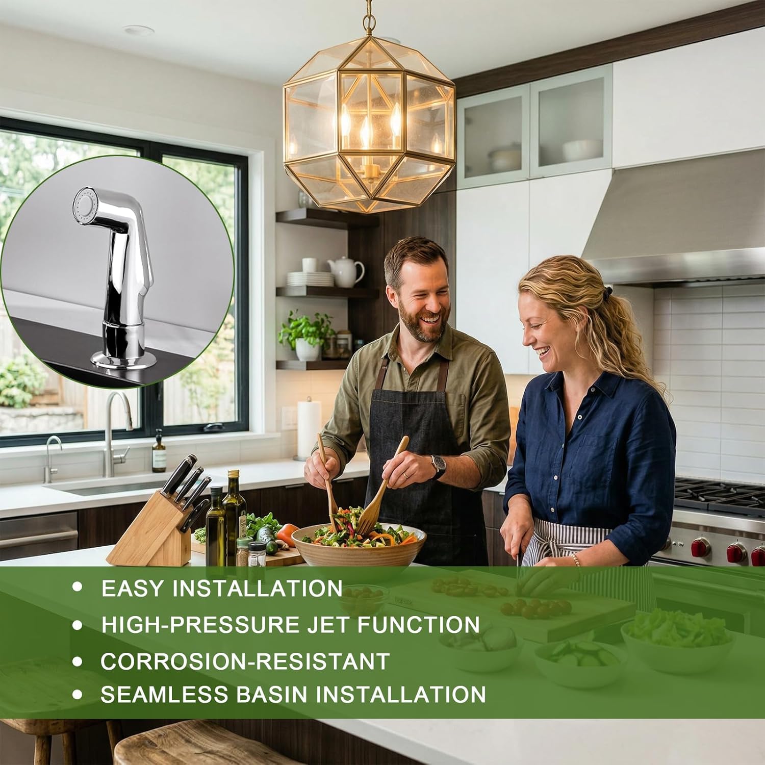 Kitchen Sink Spray Attachment Compatible with Moen Faucet Sprayer Replacement Kitchen Side Spray Head and Hose Assembly