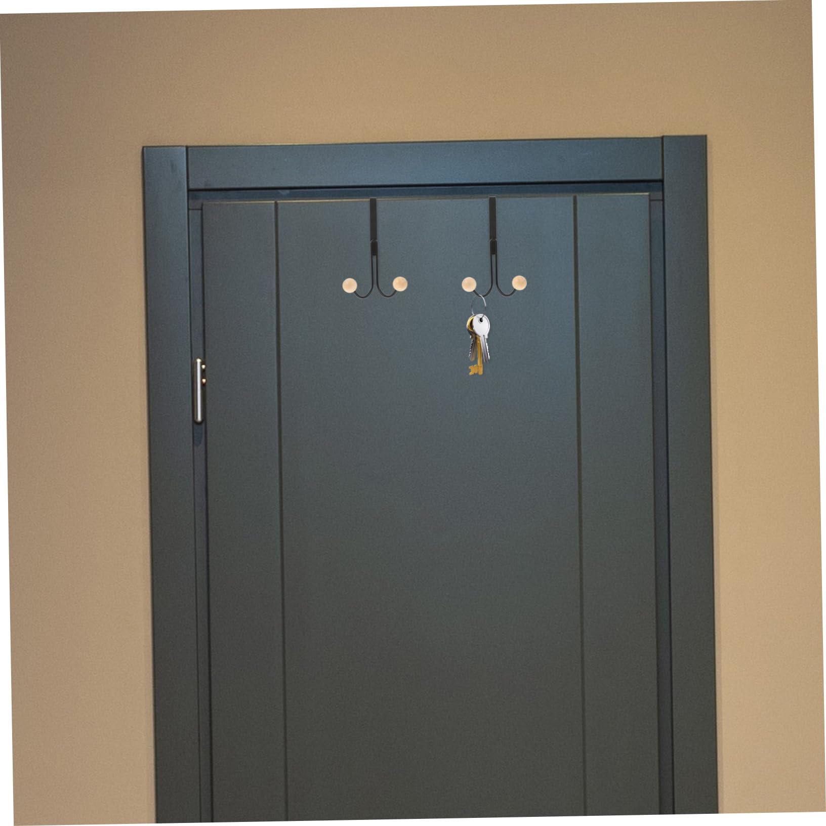 Ciieeo Gancho De Puerta Abrigos Estante Manos Gancho Para Toallas Sobre La Puerta Colgador De Bolso De Armario Sobre Colgadores De Puertas De Madera Negro 2 Piezas X 4