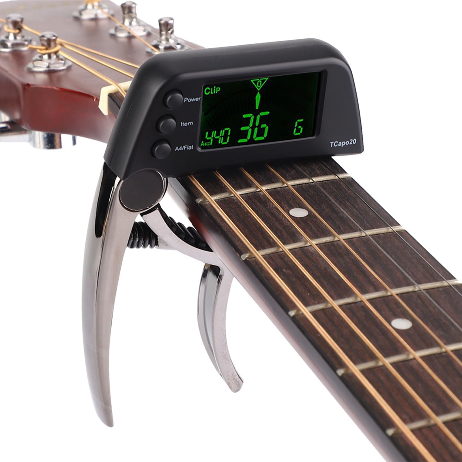 Walfront Accordeur de Guitare Capodastre en Métal à Changement Rapide à une Main avec Pad Premium pour les Joueurs de Guitare et de Basse (Bronze électrolytique)