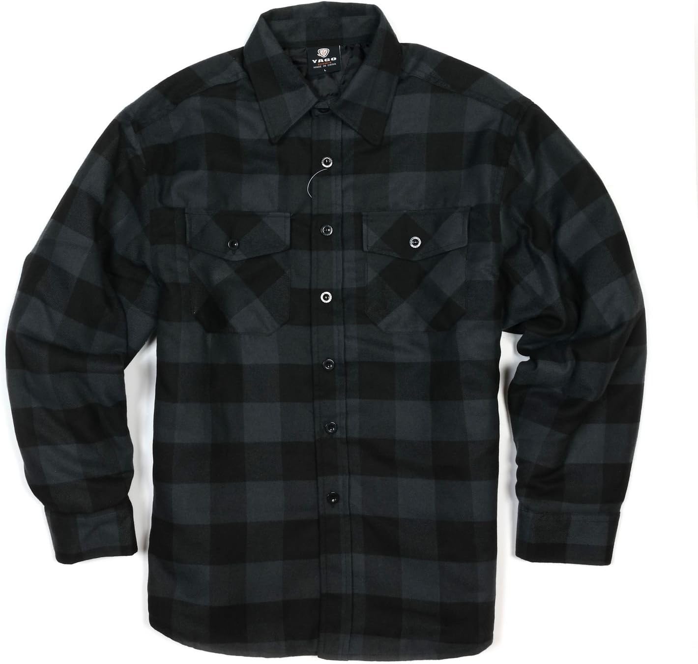 Men's Quilted Lining Button Up Plaid Flannel Shirt Jacket with Side Pockets