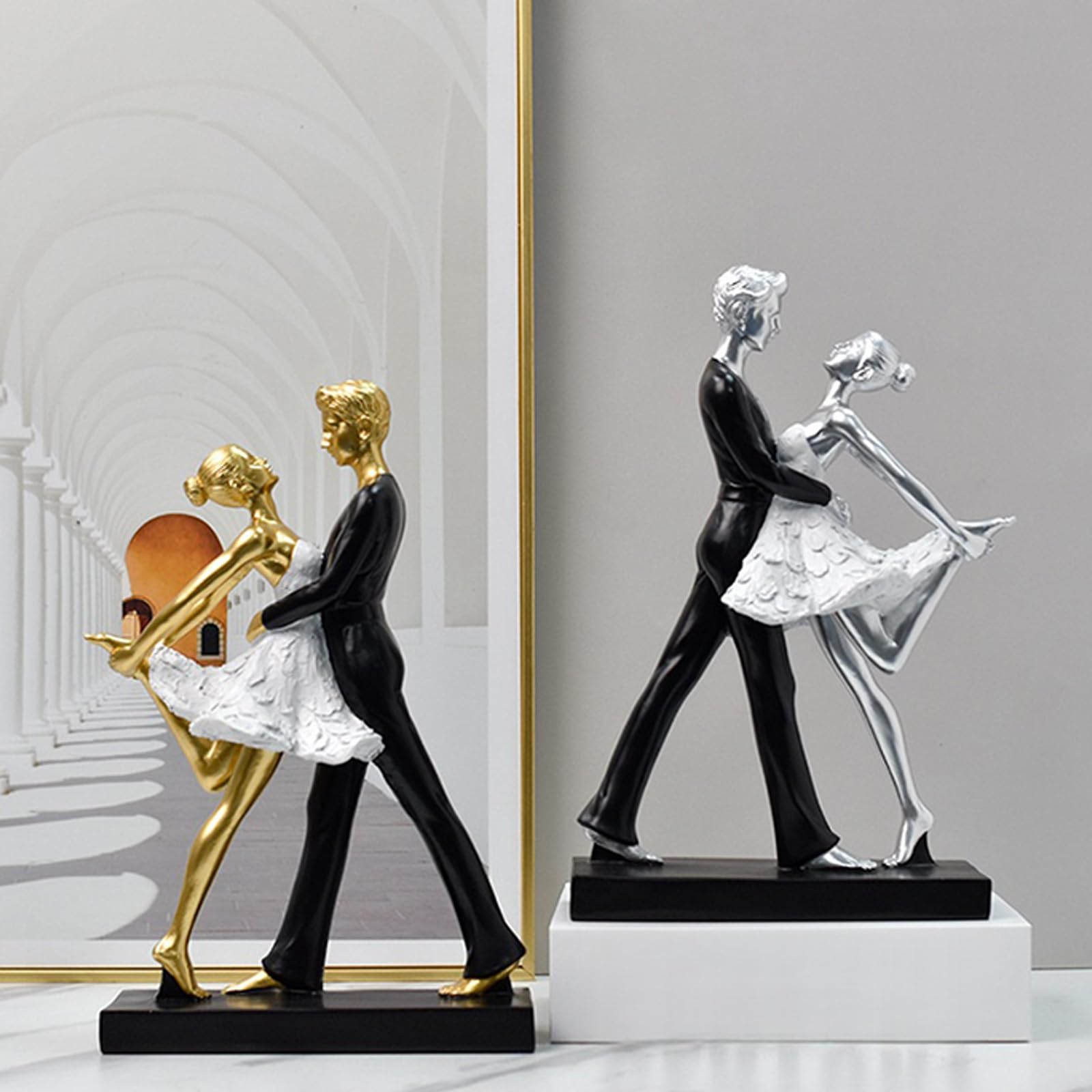 Statue de couple de danse moderne en résine, décoration d'intérieur, couple de ballet dansant, statue, ornement décoratif, décoration d'intérieur