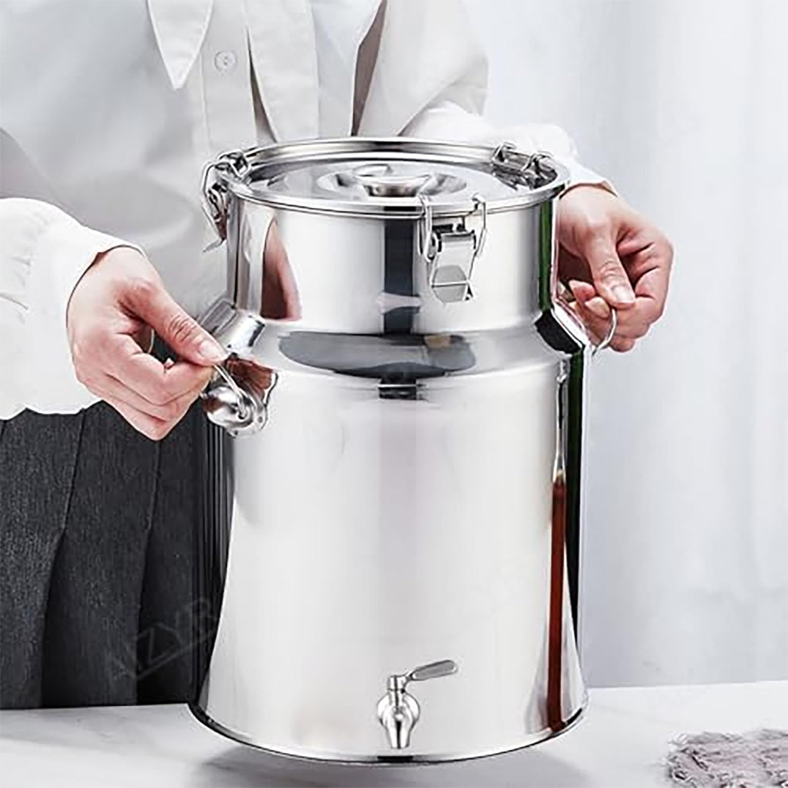 Edelstahl Milcheimer Milchkanne Mit Zapfhahn Edelstahl Transportbehälter Zur Aufbewahrung Von Flüssigkeiten Und Feststoffen,5L
