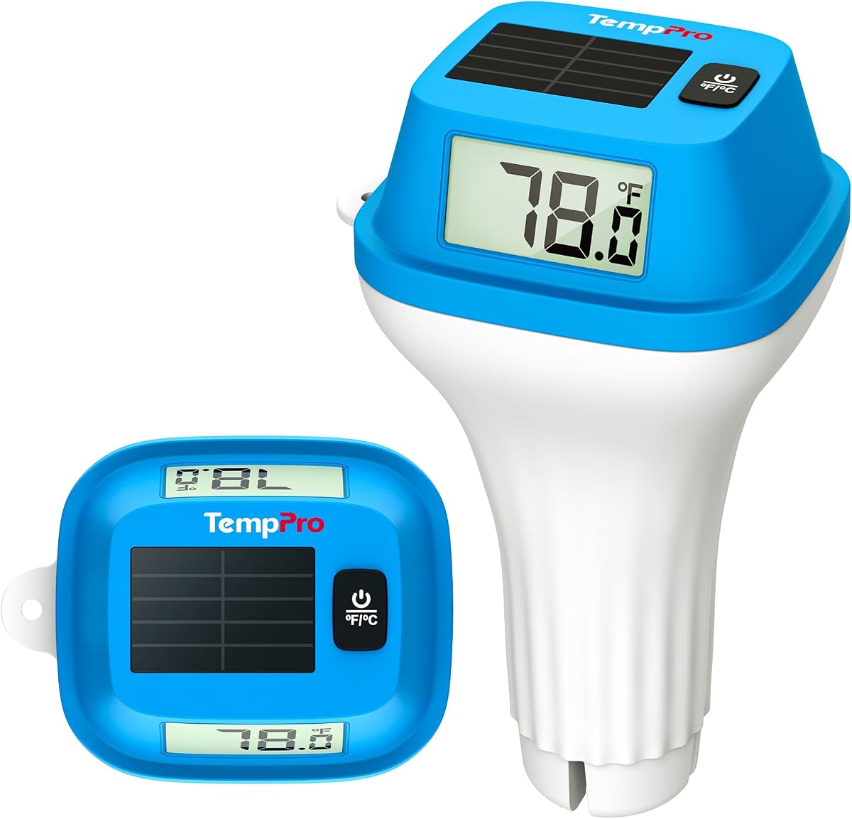 TempAir IPX8 Solar-Powered Pool Thermometer Floating with String | 0.9 °F accuracy, Double-Sided Large LCD Screen, Ultrasonic Sealing Design for Swimming Pool, Hot Tub, Cold Plunge, Ice Bath