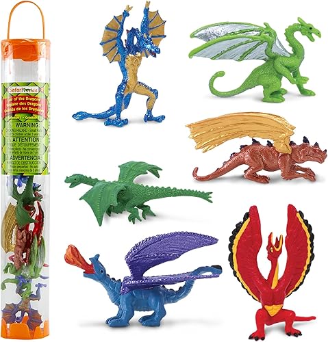 Safari Ltd. Lair Of The Dragons Collection 1 Designer Toob - 6 Miniature Dragon Figures for Fantasy Themed Play, Boys, Girls & Kids Ages 3+