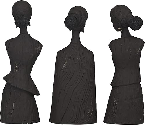 Miniatura 3 de Deco 79 Polystone - Escultura decorativa africana para mujer, juego de 3 figuras decorativas de 13 pulgadas, 13 pulgadas, 13 pulgadas, 13 pulgadas