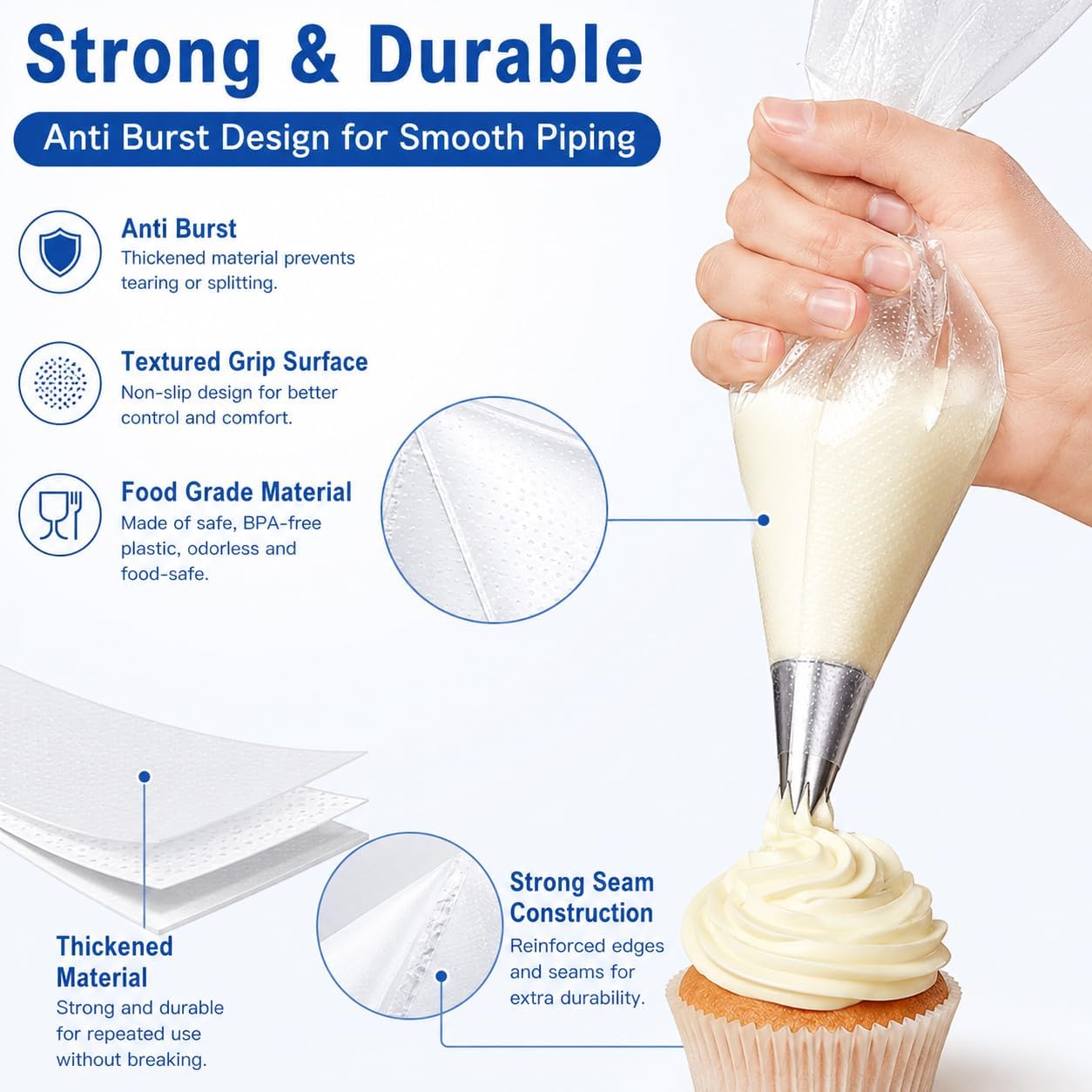 Piping Bags for Cake, 100pcs Disposable Pastry Bags Icing Piping Bags for Cupcake Cookies, Good for Decorating Cakes