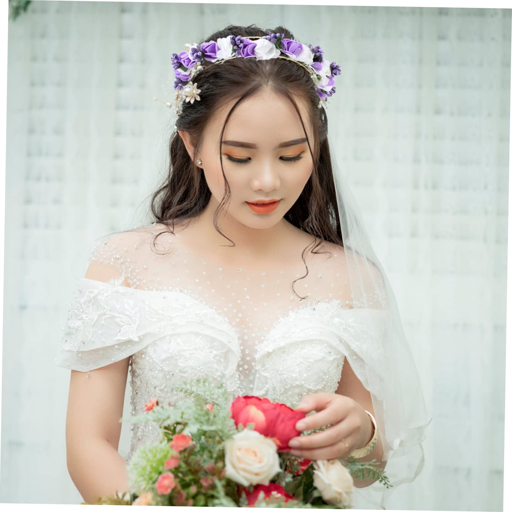 FRCOLOR 5 Stücke Braut Stirnband Floral Kranz Kopfschmuck Simulation Kranz Für Hochzeit Party Festival