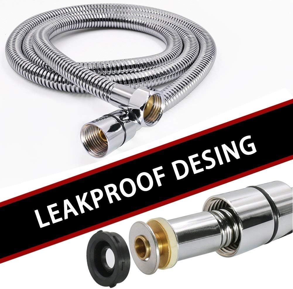 Shower Head Hoses 98-Inch Extra-long for Handheld Shower Head Sprayer Hose Extension and Hand Held Showerhead Hose Replacement with Brass Nuts Stainless Steel Chrome