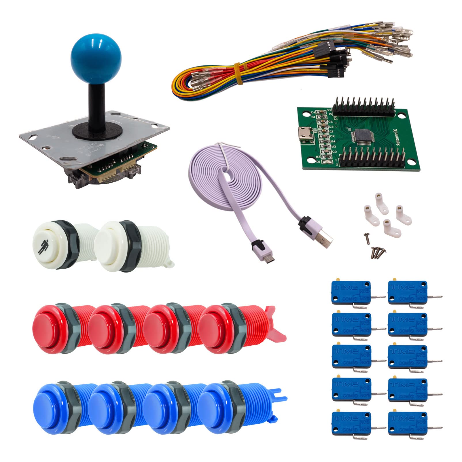 Kit Joystick e Pulsanti Arcade 1 Giocatore Pulsanti Americani Joystick PCB Asta Nera Palla XinMoTek Videogiochi Retro Gaming