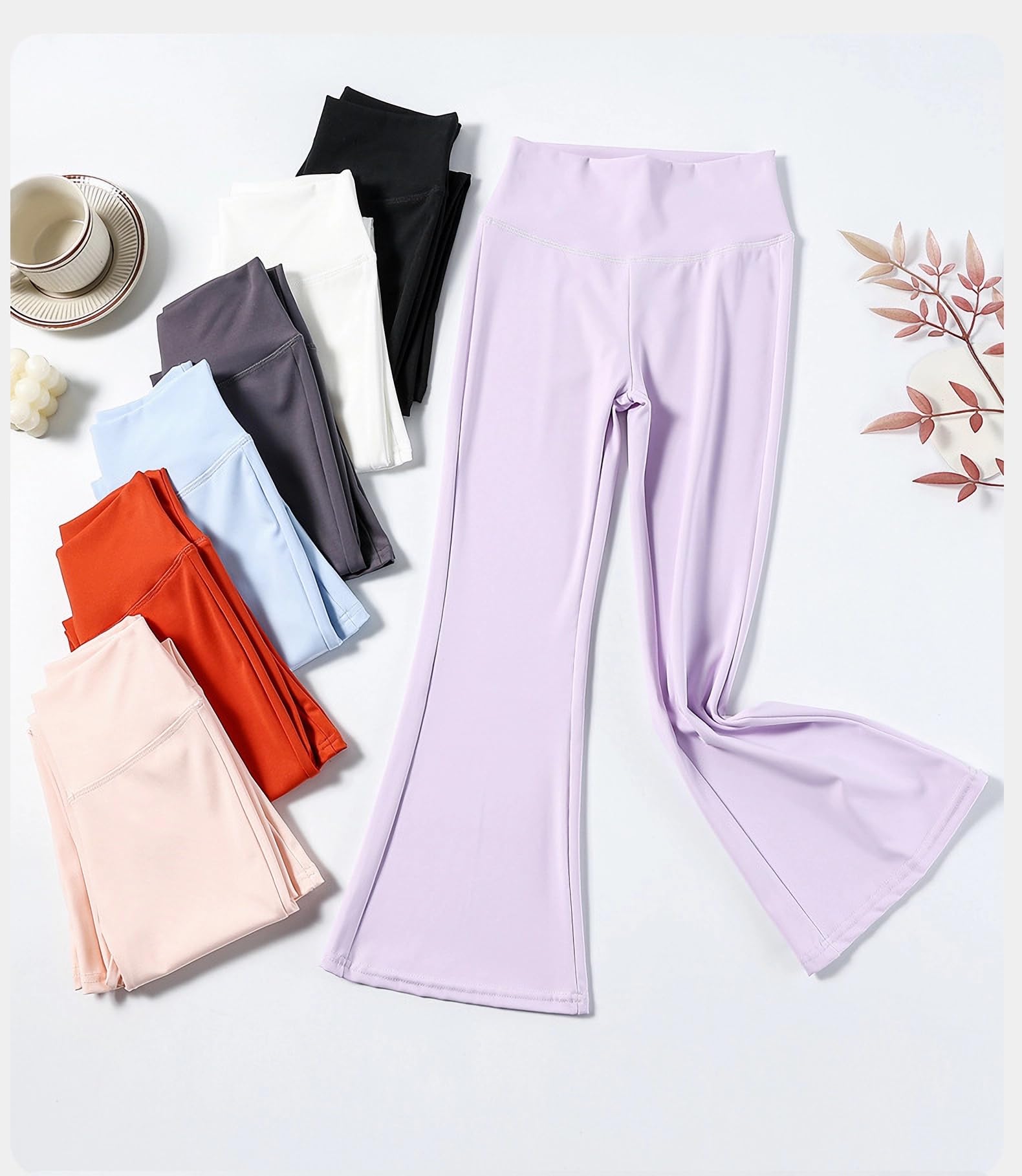Leggings da ragazza tinta unita pantaloni svasati pantaloni yoga per bambini 7-14 anni