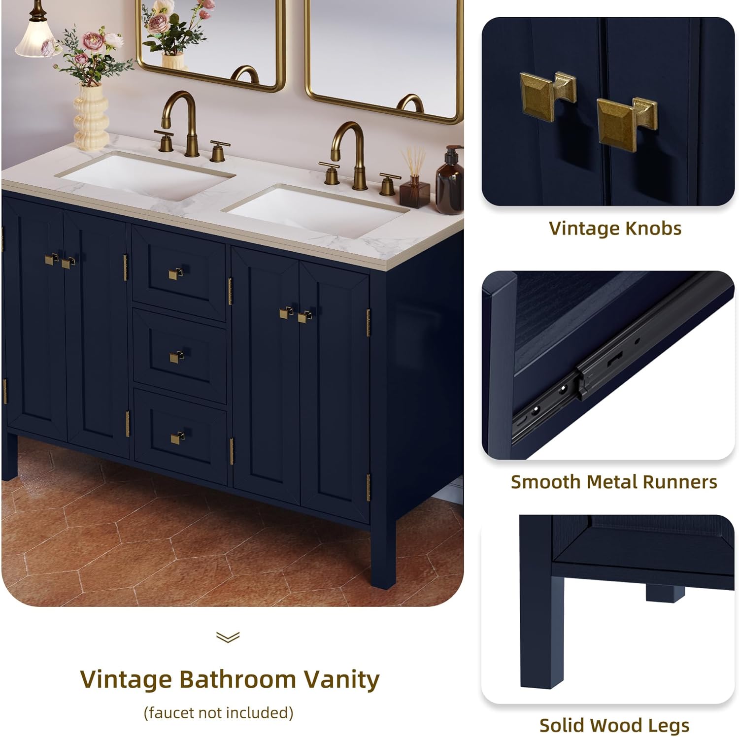 Image showing solid wood legs of the vanity