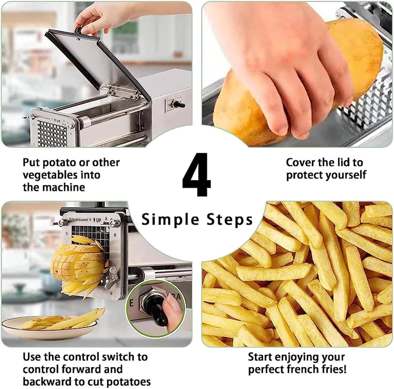 Electric-French-Fry-Cutter,-Automatic-French-Fry-Machine,-Stainless-Steel-Electric-Potato-Blades,-Perfect-for-Cutting-Potatoes,-Carrots,-Zucchini,-Cucumbers