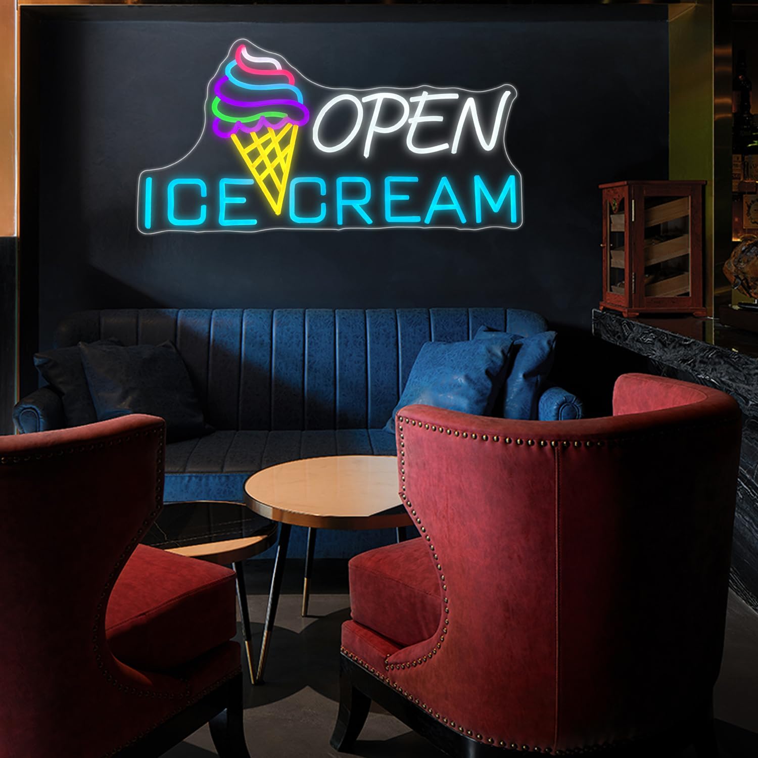 ネオンインテリアサイン　ICE CREAM Ice Cream Sign 22.4x11'' Ice Cream Open Shop Neon Signs USB