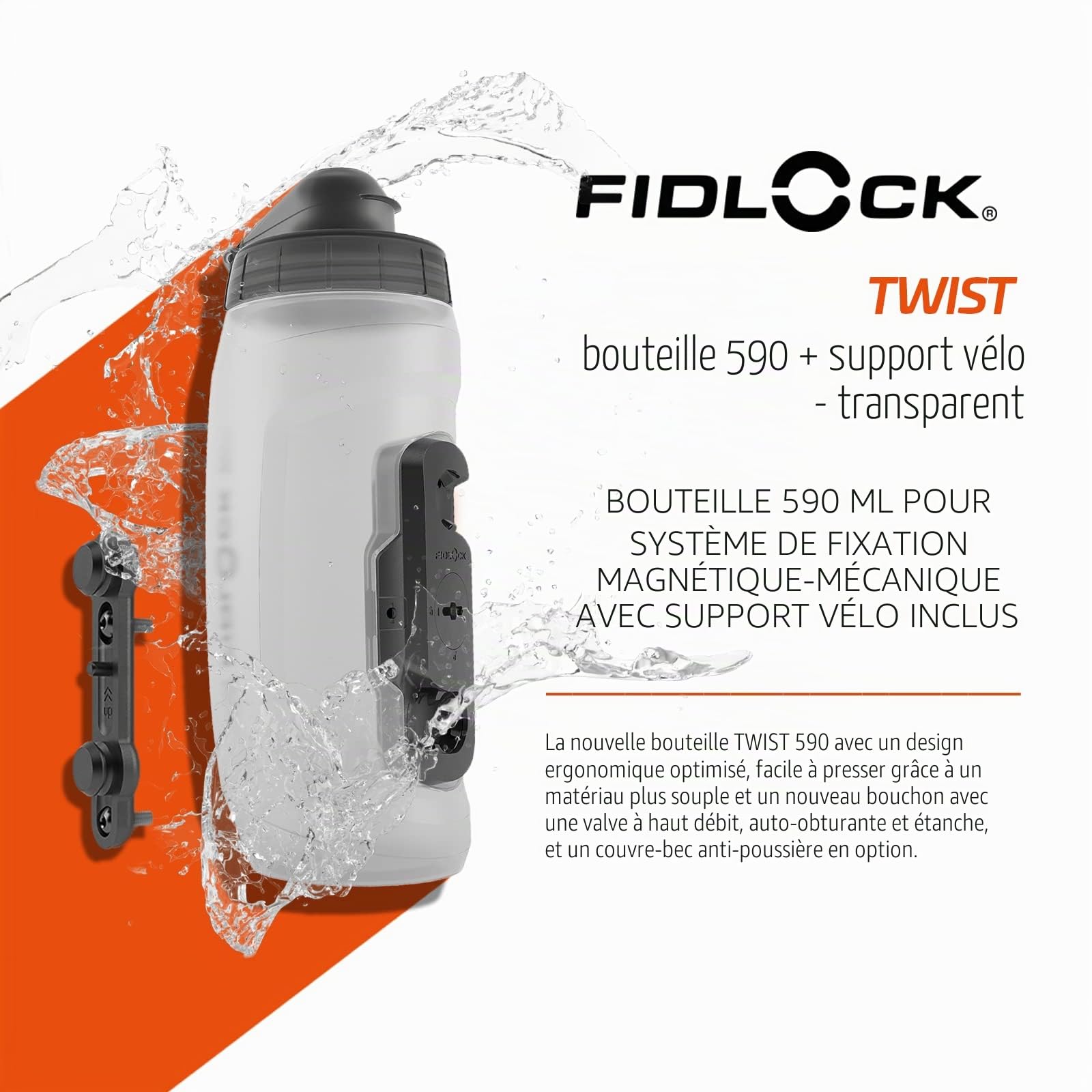 Fidlock Twist Porte-bouteille magnétique pour vélo avec support porte-gobelet pour vélo