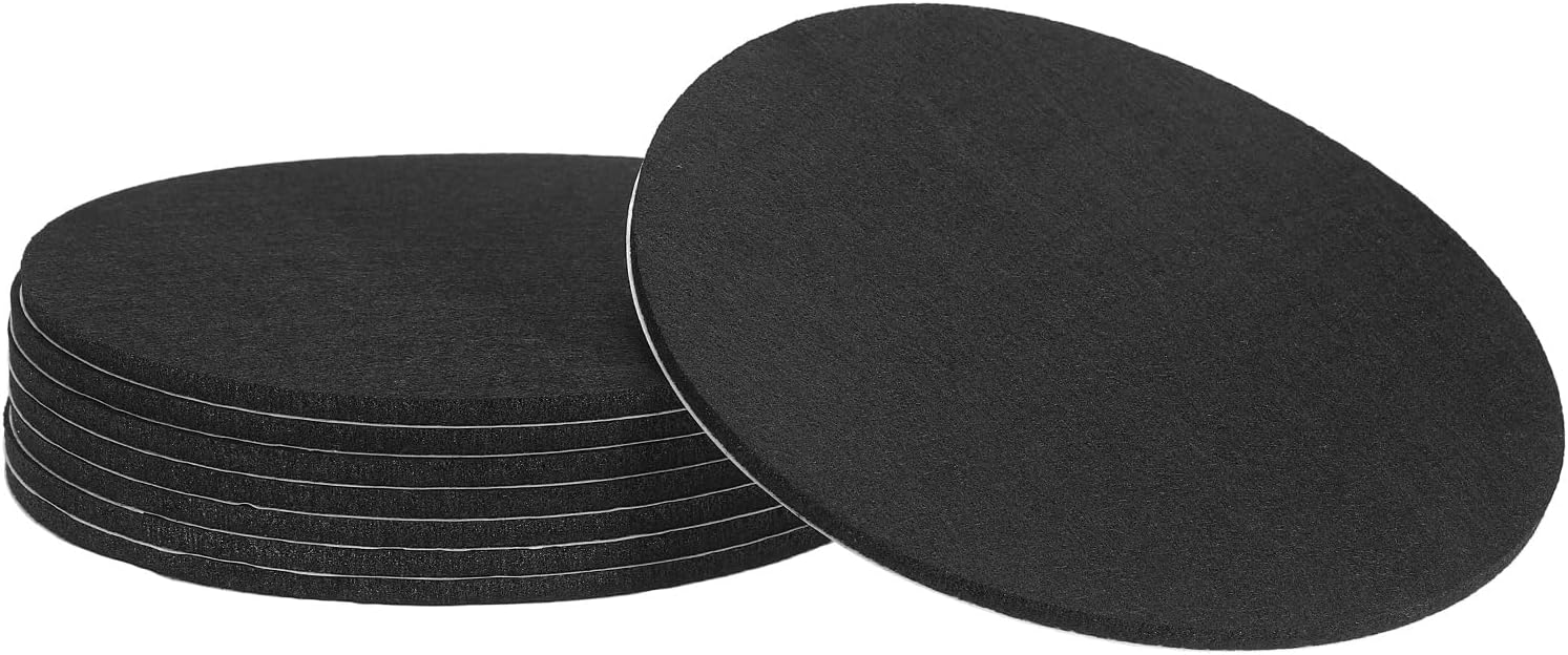 uxcell 8Pcs Non Slip Furniture Pads, 7.5" Round Self Adhesive Felt Bumpers Noise Reducing Furniture Feet Floor Protector for Chairs Tables Furniture Legs (Black 0.2" Thick)