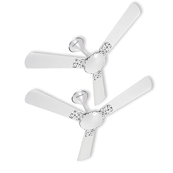 Havells Enticer Art 1200mm Decorative, Dust Resistant, High Power in Low Voltage (HPLV), High Speed Ceiling Fan (Pearl White Chrome, Pack of 2)