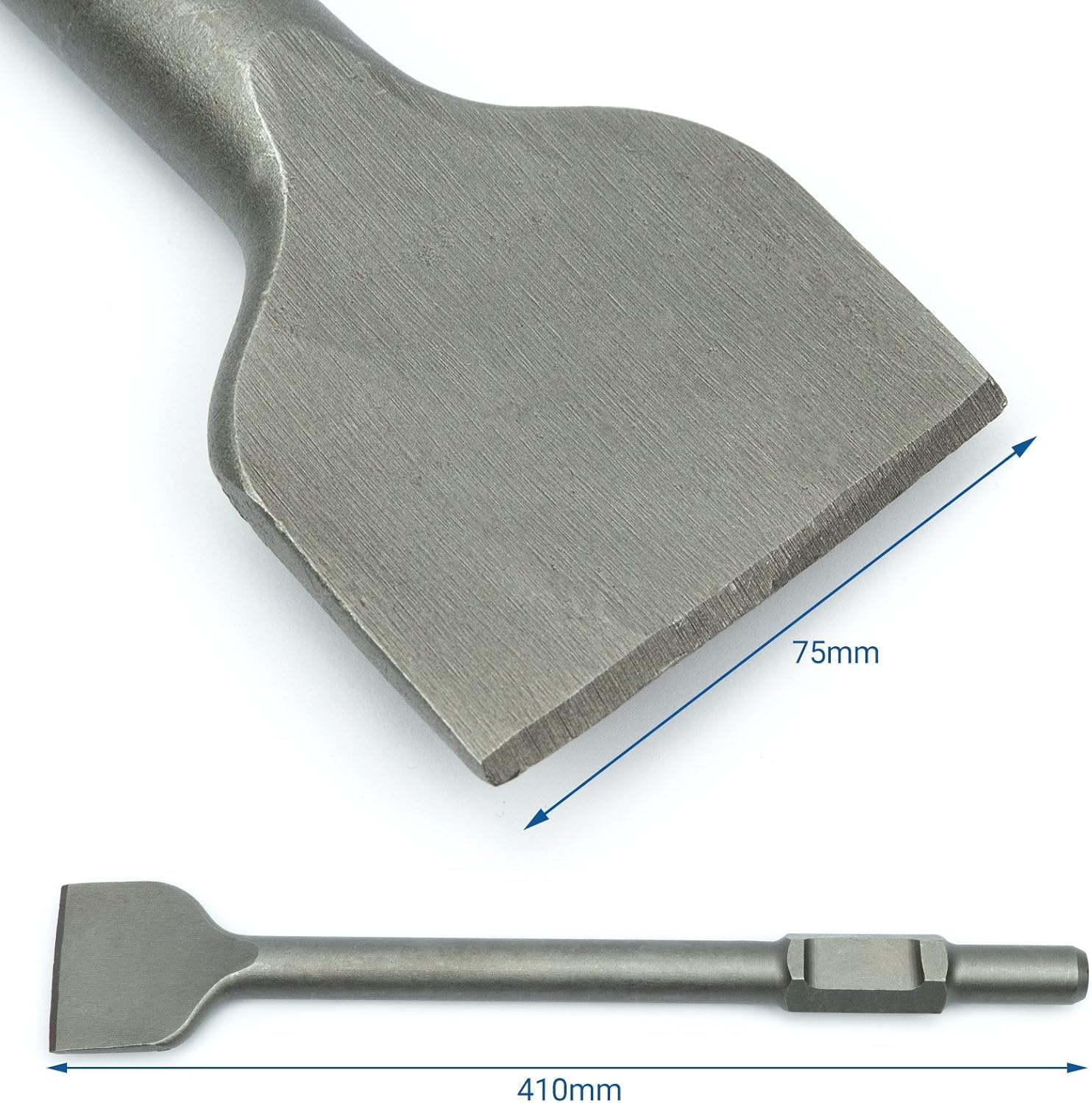 Verda 3-teiliges Meißel-Set Flachmeißel, Spitzmeißel, Breitmeißel mit robuster SDS-HEX-Aufnahme, Länge 410 mm, ideal für den Einsatz in Abbruchhämmern SN1404