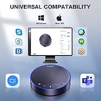Vista 9 de EMEET Altavoz y micrófono de conferencia M3, altavoz Bluetooth certificado por Zoom con 4 micrófonos AI, captación de voz de 360°, tiempo