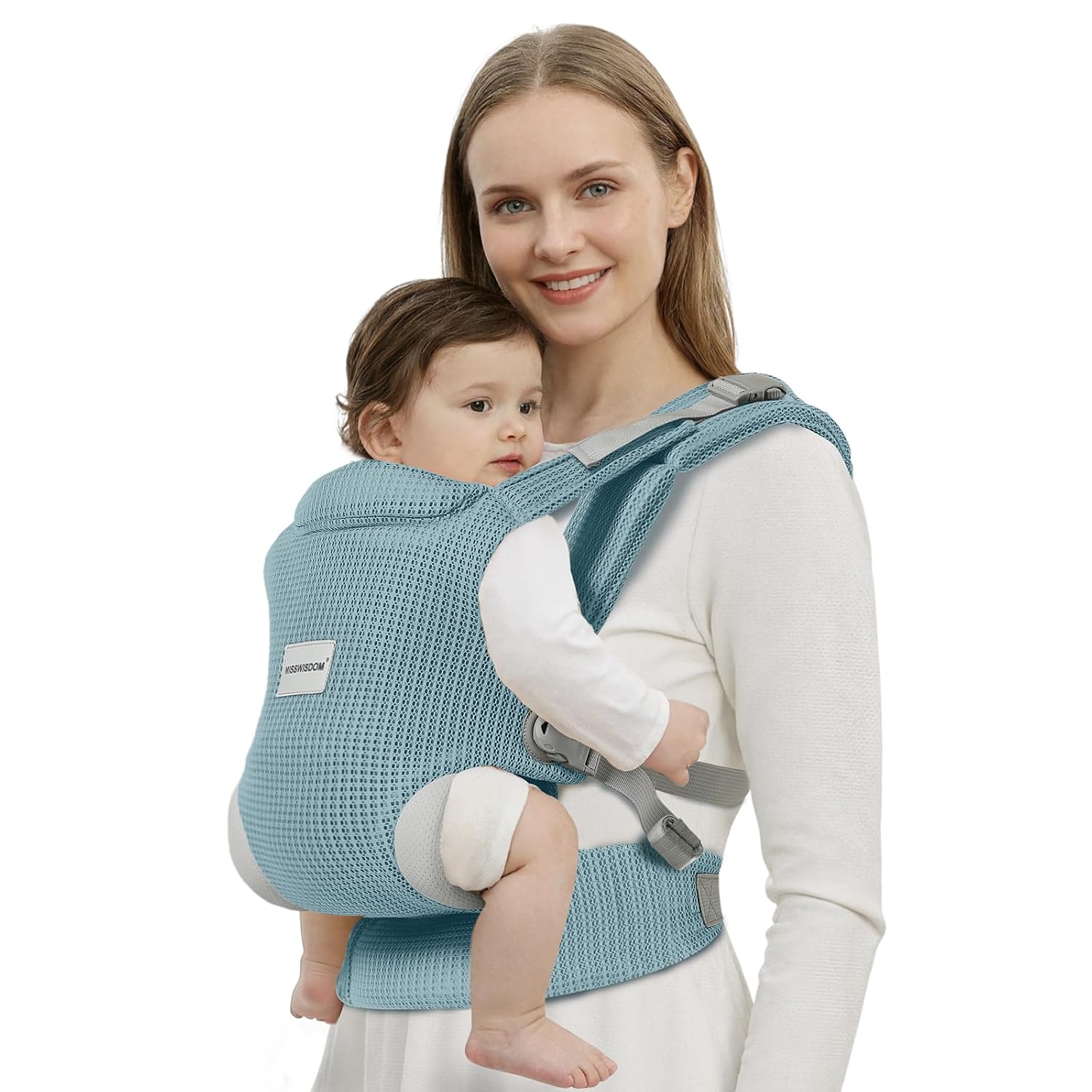 Baby Carrier Newborn to Toddler, Easy Adjustable Toddler Carrier for 7-30lbs, Baby Holder Wrap Carrier, Breathable Mesh Fabric Infant Kangaroo Hip Carriers with Lumbar Support, Blue