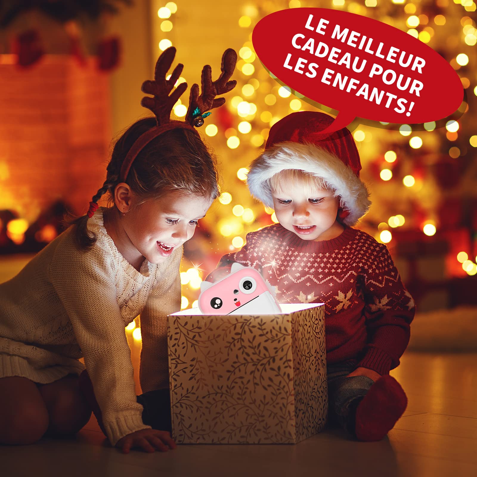 Appareil Photo Instantané Enfants,1080P HD Appareil Photo Numérique avec écran2.4 Pouces Caméra Enfants avec Stylos Colorés Papier d'impression