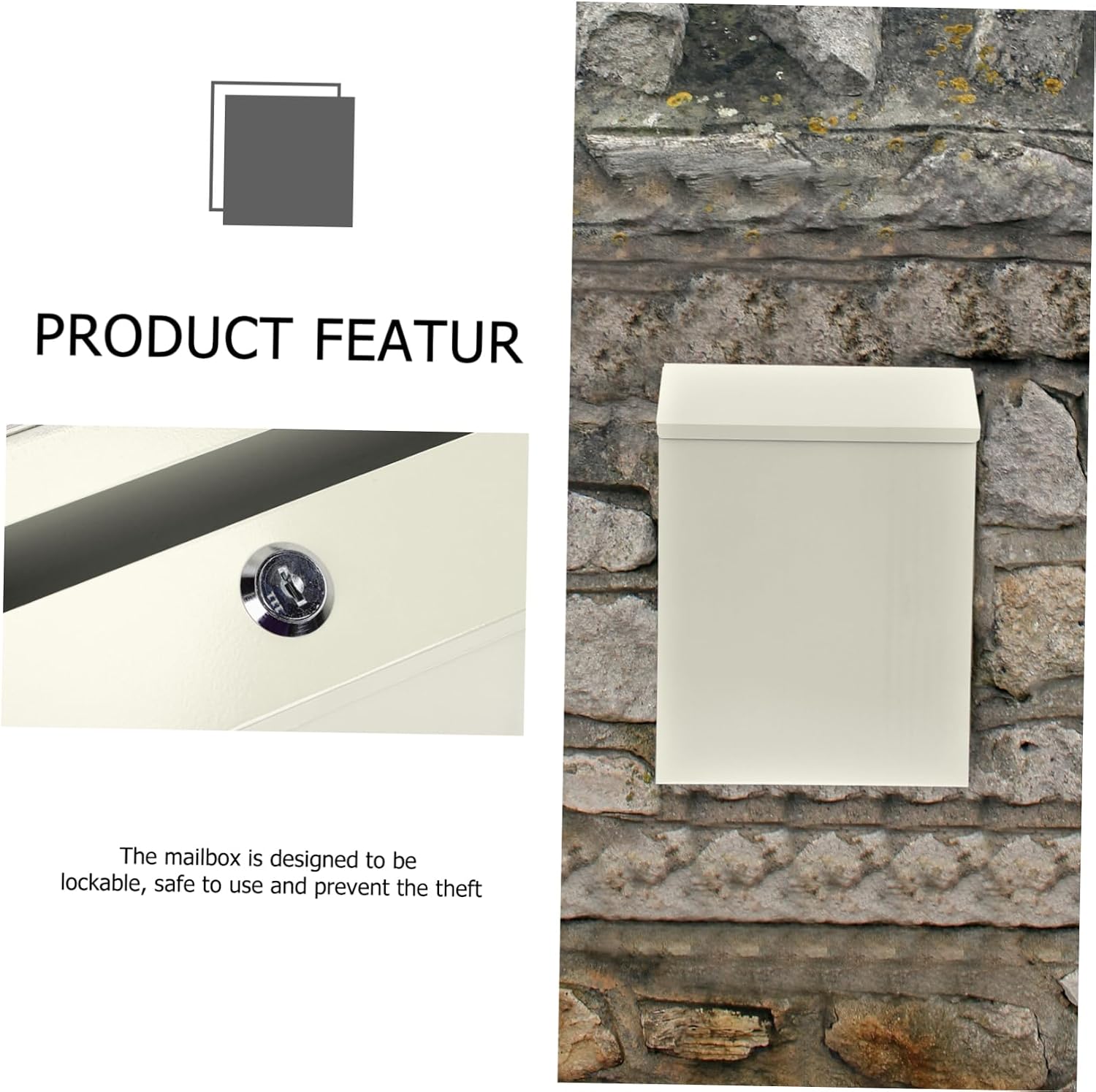 HOMSFOU European Style Wall Mount Mailbox Practical Letter Box with Lock Multi Functional Post Box for Outdoor Use Vintage Design Privacy Protection Easy Installation