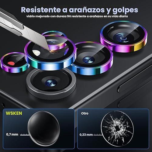 Miniatura 3 de WSKEN Protector de lente de cámara para Samsung Galaxy S25 Ultra, compatible con funda ultra fina, vidrio templado inastillable 9H con círculo