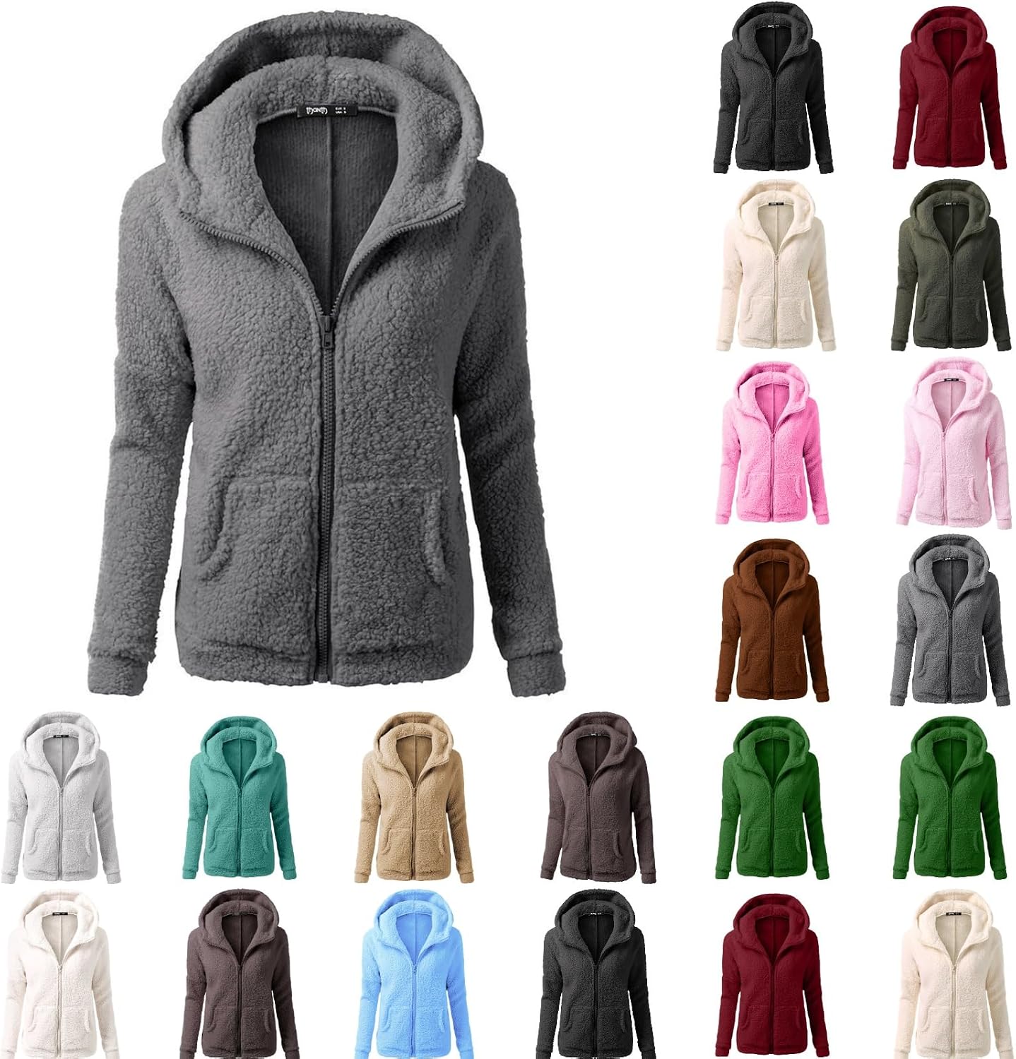 (-71%) Teddy Fleecejacke Damen Teddyjacke Kuscheljacke Flauschig Warm Mit Taschen