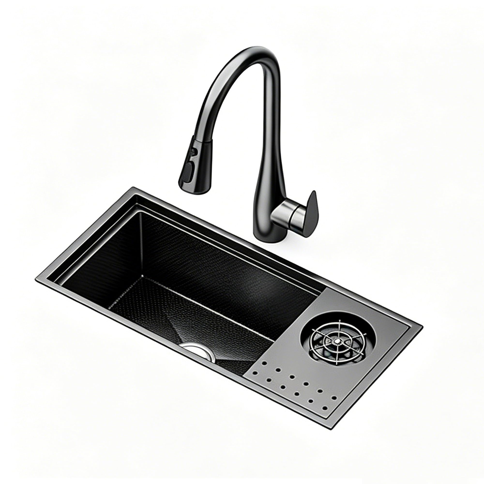 SC Stainless Steel Coffee Shops Sink with Lid, with A Pull-Out Faucet(600x400mm)