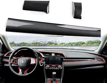 x xotic tech Dashboard Center Console Stripe Cover Trim, Carbon Fiber Pattern, Compatible with Honda Civic 10th Gen