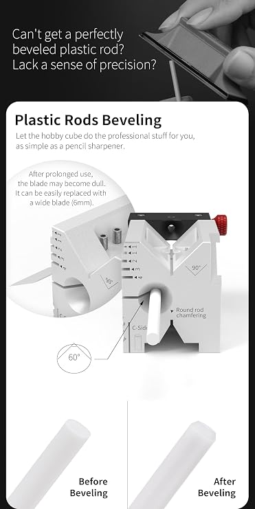 DSPIAE All-in-One Hobby Processing Platform with Glass File, Precision Model Cutting Cube with Drilling Guide and Angle Cutting for Edge Finishing
