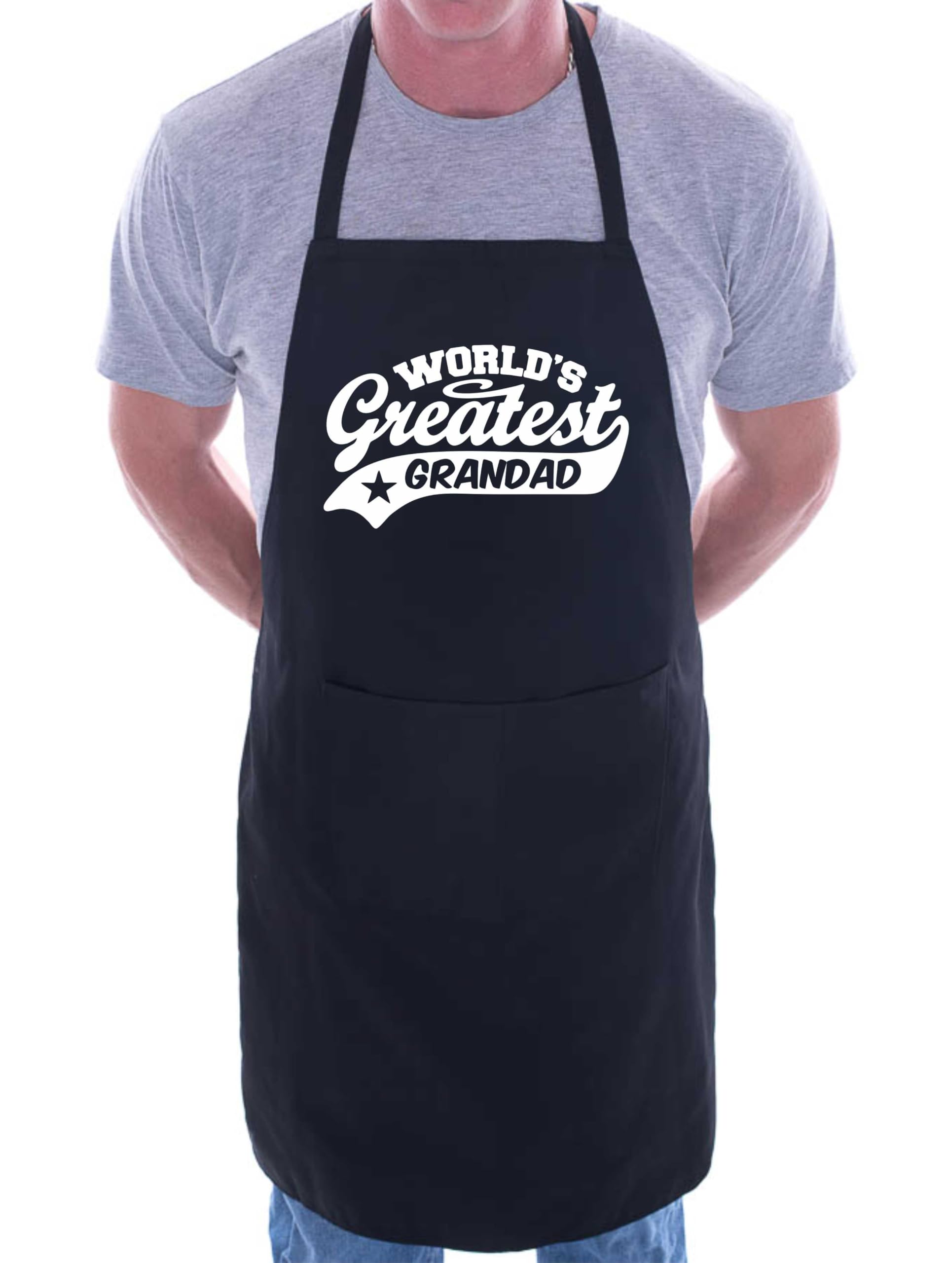 Print4u Unisex Black Apron Greatest Grandad Gift For Him Birthday Father's Day Present