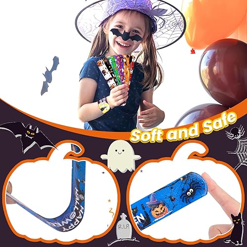 Miniatura 5 de Shindel Pulseras de Halloween, 96 unidades para niños, regalos de fiesta de Halloween, bandas a granel para rellenar bolsas de golosinas, truco o