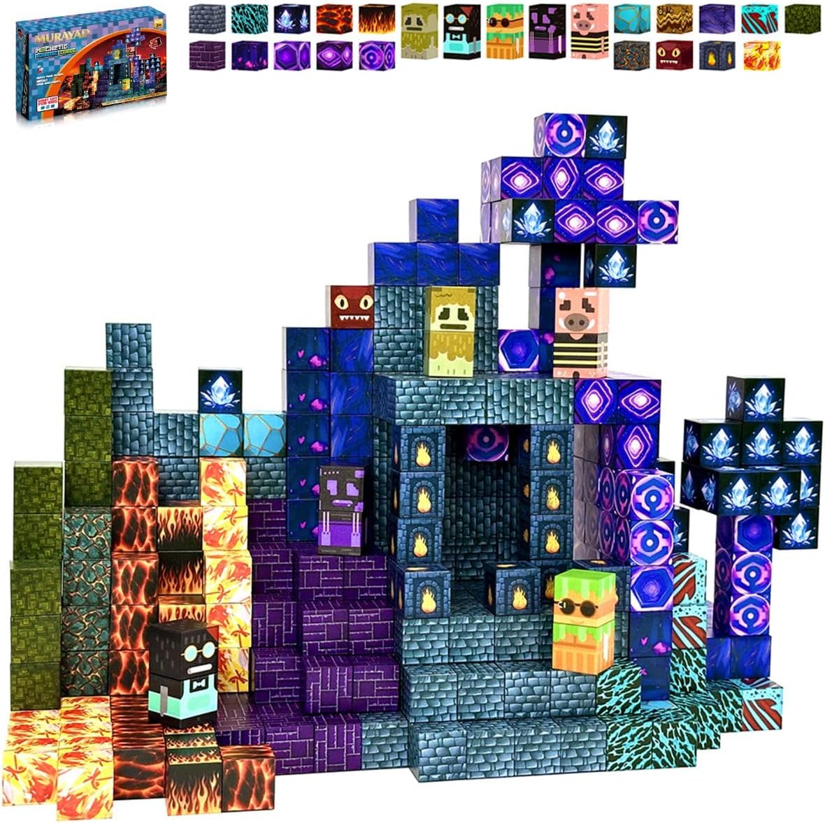 200PCS Magnetic Blocks Set for Kids Ages 3+Educational Magnet Building Construction Blocks, Creative Sensory Montessori Preschool Learning Toys & Birthday for Toddlers, Boys & Girls