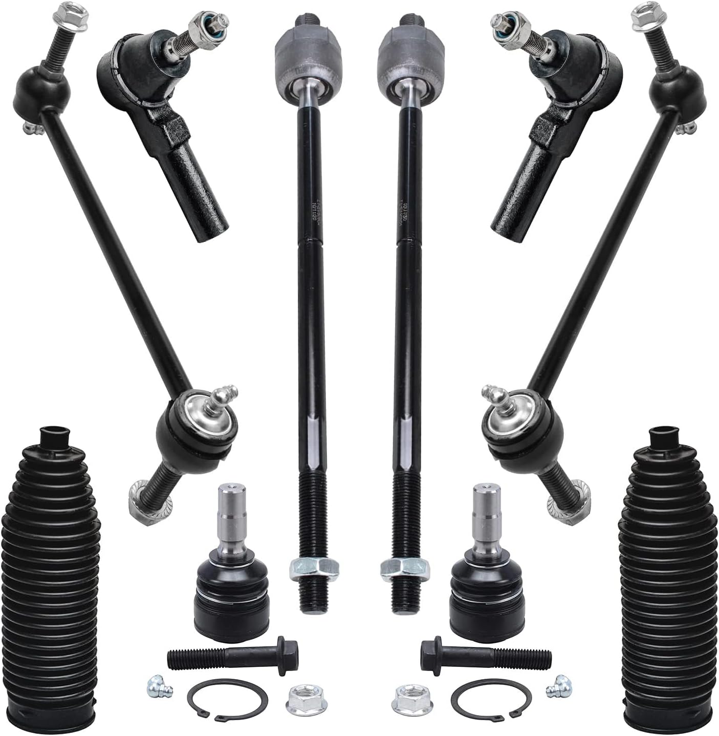 Detroit Axle - Front 10pc End Suspension Kit for 2005-2010 Ford Mustang 2006 2007 2008 2009, 2 Lower Ball Joints 4 Inner & Outer Tie Rods 2 Sway Bar Links 2 Boots Replacement