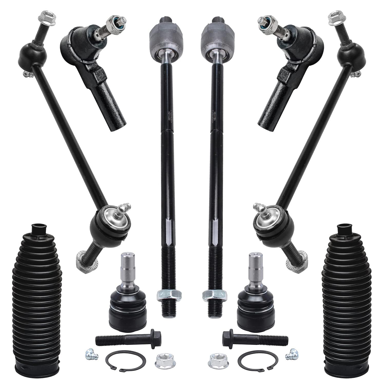Detroit Axle - Front 10pc End Suspension Kit for 2005-2010 Ford Mustang 2006 2007 2008 2009, 2 Lower Ball Joints 4 Inner & Outer Tie Rods 2 Sway Bar