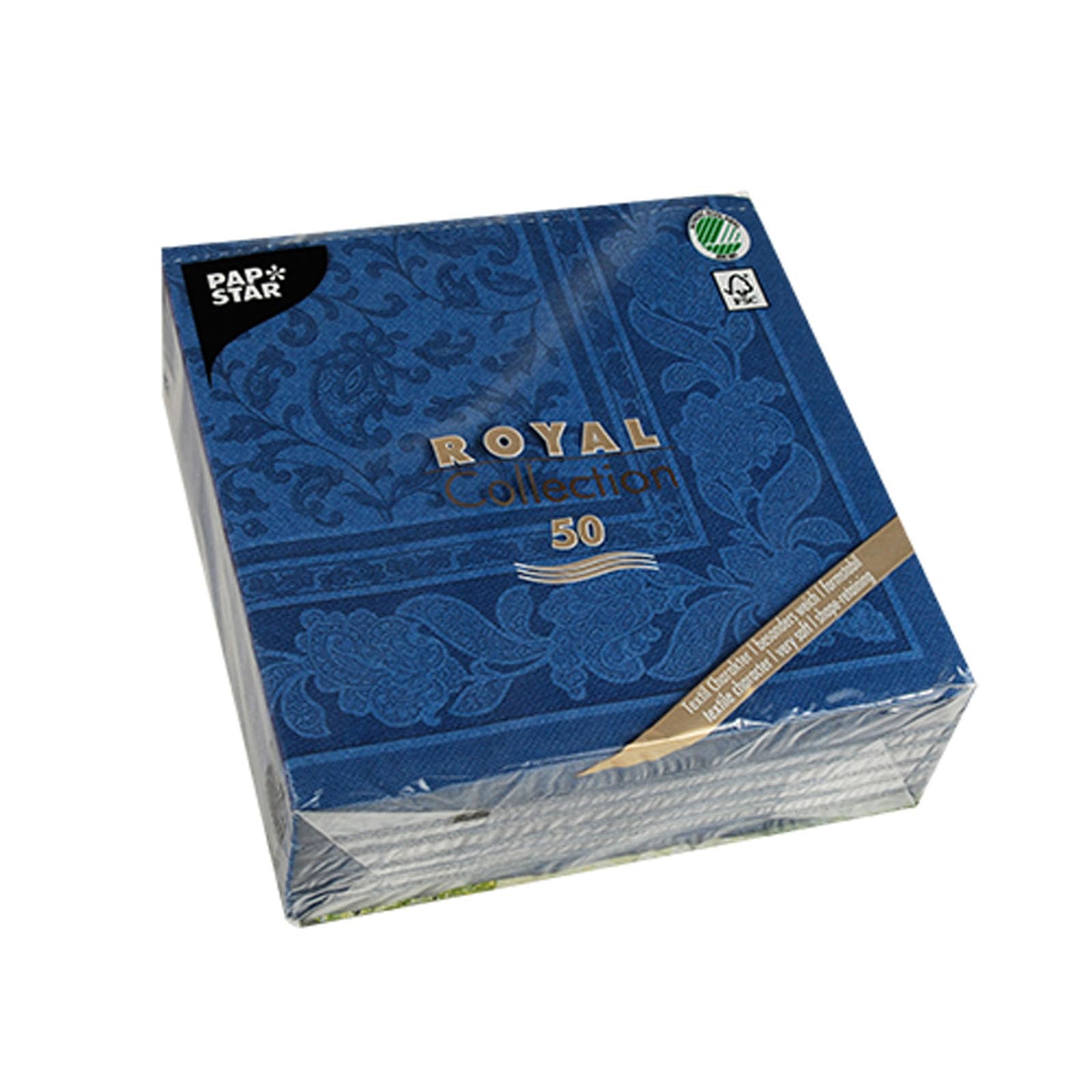 PAPSTAR 250 Premium Servietten ROYAL Collection 1/4-Falz 40 cm x 40 cm dunkelblau Ornaments hochwertig