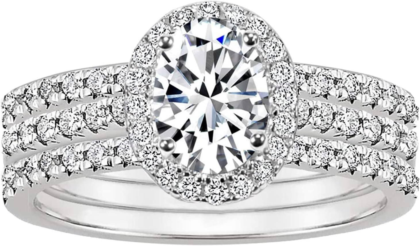 Bridal Ring Sets For Women 3ct 5A Cubic Zirconia Wedding Rings Teardrop Pear Oval Cut Halo Size 5-10