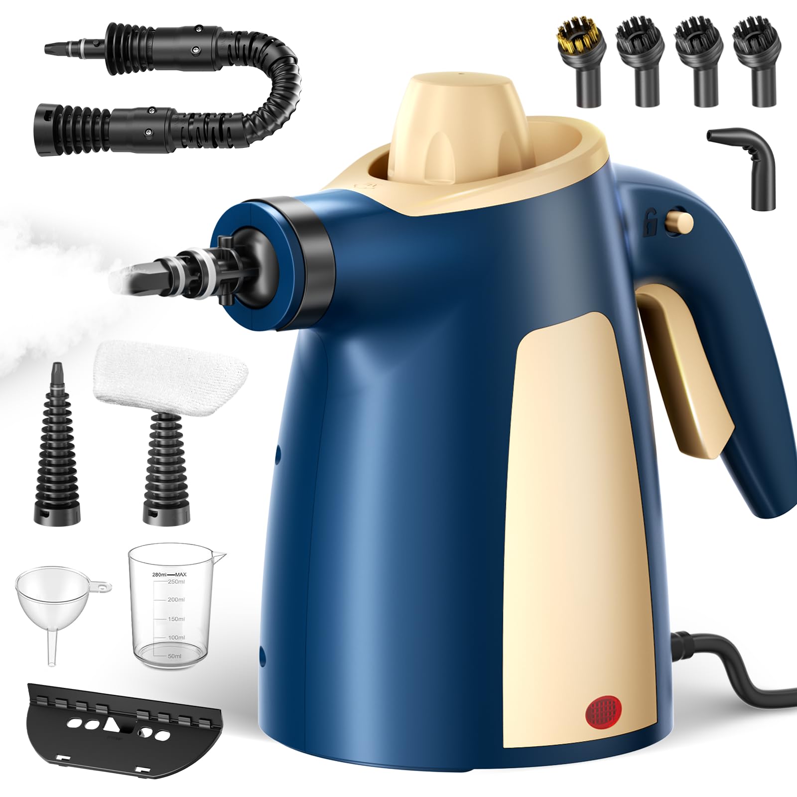Steam Cleaner Pressurized Handheld Multi-Surface Natural Steam Cleaner with 12 PCS Accessories Safety Lock 350ML Large Capacity Steamer