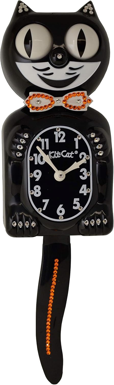 Kit Cat Orange/Citrine Klock Crystals Jeweled Clock 15.5"