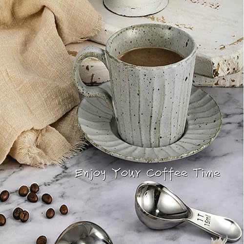 Miniatura 7 de Juego de cucharas de café, cucharas de café de acero inoxidable, asas cortas, cucharadas medidas para café, té suelto, azúcar o harina (3 piezas,