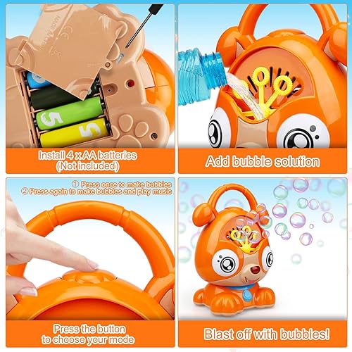 Miniatura 3 de TOY Life Máquina para hacer burbujas para niños, máquina automática de burbujas para exteriores, más de 3000 burbujas, soplador de burbujas,